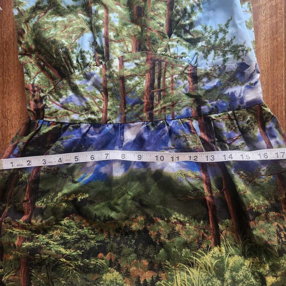 Retrolocious Forest Tree Print Fit & Flare Dress Sleeveless Womens M - Picture 13 of 14